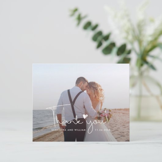 Aangepaste foto Handgeschreven bruiloft dank u kaa (Staand voorkant)