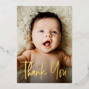 Aangepaste foto-handlettering baby shower bedankje folie feestdagenkaart