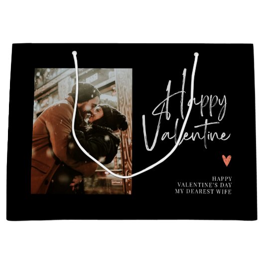 Aangepaste foto-handschrift Valentijnsdag Liefde Groot Cadeauzakje (Voorkant)