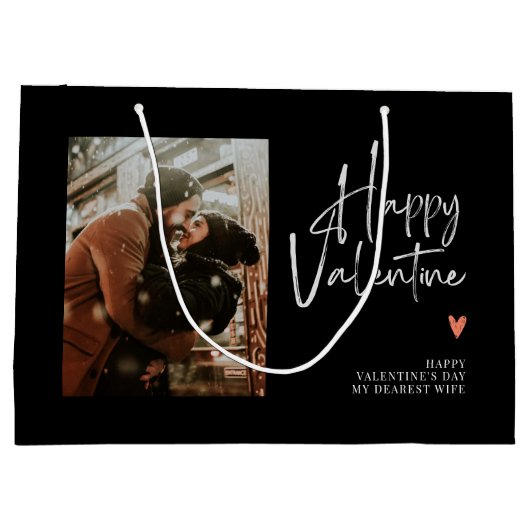 Aangepaste foto-handschrift Valentijnsdag Liefde Groot Cadeauzakje (Achterkant)