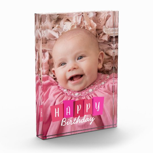Aangepaste foto Happy Birthday Block (Links)