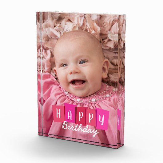 Aangepaste foto Happy Birthday Block (Rechts)