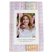 Aangepaste foto Happy Birthday gepersonaliseerd Medium Cadeauzakje (Achterkant)