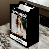 Aangepaste Foto Happy Birthday Gift Bag voor Vrouw Medium Cadeauzakje