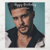 Aangepaste foto Happy Birthday Gift / Jubileum Wijn Etiket (Enkel label)