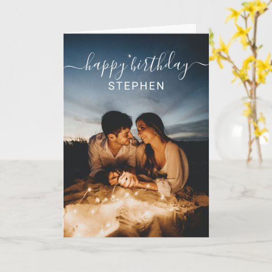 Aangepaste foto Happy Birthday Kaart (Gele Bloem)