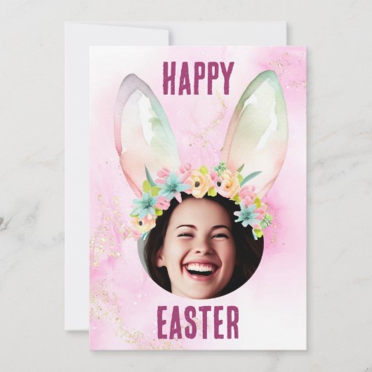 Aangepaste foto Happy Easter bunny ears kaart past (Voorkant)