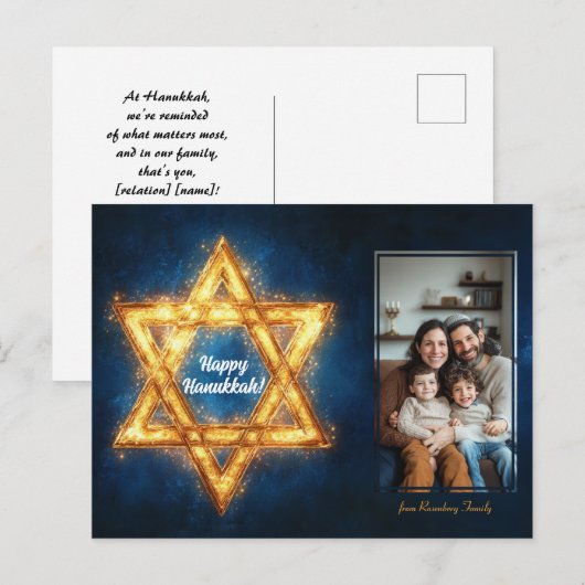 Aangepaste foto Happy Hanukkah✡️, Davidster Briefkaart (Voorkant / Achterkant)