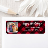 Aangepaste foto Happy HOWLidays Red Buffalo Pset Etiket (Insitu)