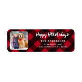 Aangepaste foto Happy HOWLidays Red Buffalo Pset Etiket (Voorkant)