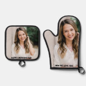 Aangepaste foto Happy Moederdag Ovenwant & Pannenlap Set (Voorkant)