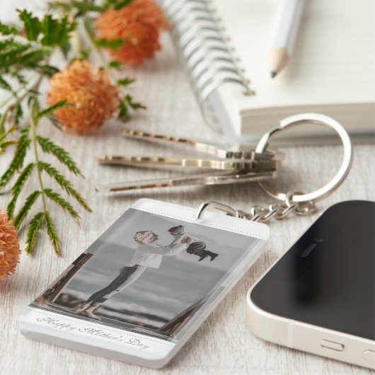 Aangepaste foto Happy Moederdag script baby Sleutelhanger (Voorkant Rechts)