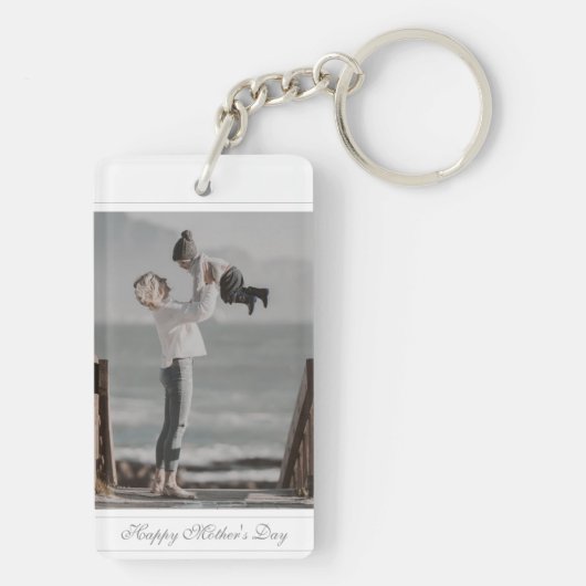 Aangepaste foto Happy Moederdag script baby Sleutelhanger (achterkant)