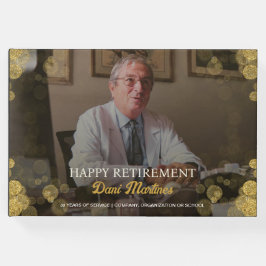Aangepaste foto Happy Retirement Gold Confetti Gastenboek