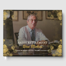 Aangepaste foto Happy Retirement Gold Confetti Gastenboek