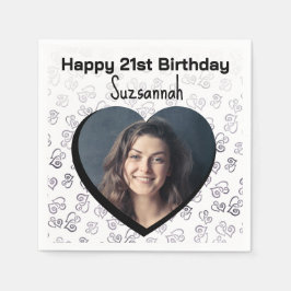 Aangepaste Foto Hart Art Verjaardagsfeest Sjabloon Servet