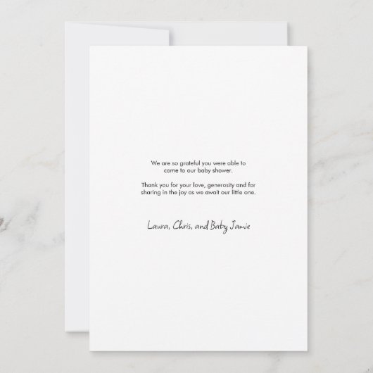 Aangepaste foto Hart Baby shower Tekst Bedankkaart (Achterkant)