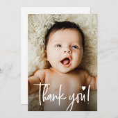 Aangepaste foto Hart Baby shower Tekst Bedankkaart (Voorkant / Achterkant)