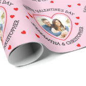 Aangepaste foto hart en namen cadeaupapier (Rol Hoek)