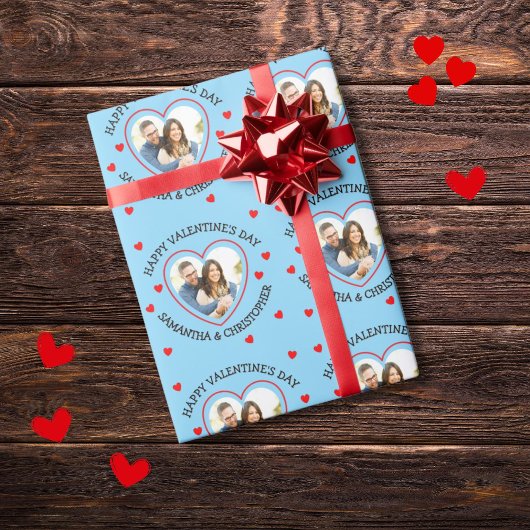 Aangepaste foto hart en namen cadeaupapier