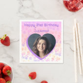 Aangepaste Foto Hart Kunst Verjaardagsfeest Sjablo Servet (Insitu)