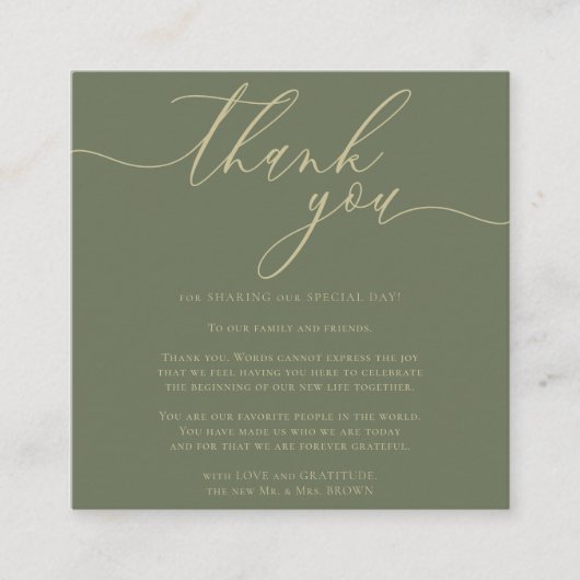 Aangepaste foto Hartelijk dank Sage Gold Informatiekaartje (Voorkant)