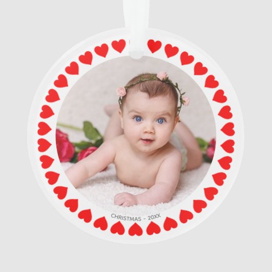 Aangepaste foto & harten Kerstbal Ornament (achterkant)