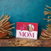 Aangepaste Foto, Harten MOM Roze Bloemen Lettering Fotoplaat (Zijkant)