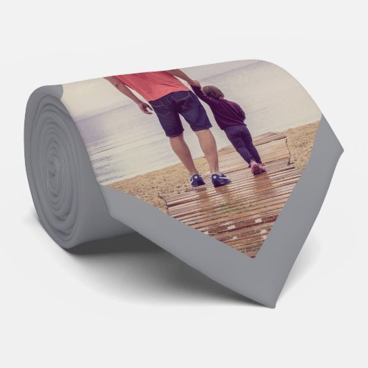 Aangepaste foto heldergrijs stropdas (Opgerold)