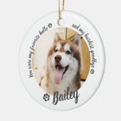 Aangepaste foto-herinnering aan huisdier hond kat keramisch ornament (Links)