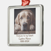 Aangepaste foto-herinnering huisdier hond   metalen ornament (Links)