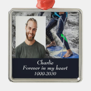 Aangepaste foto-herinnering voor altijd in mijn ha metalen ornament