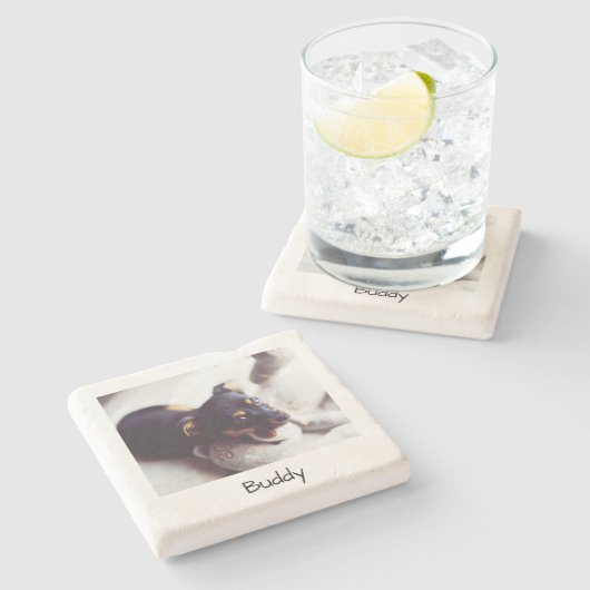 Aangepaste foto-herinneringen op persoonlijke foto stenen onderzetter (Zijkant)