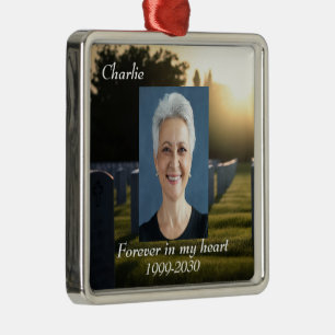Aangepaste foto-herinneringssouvenir voor altijd i metalen ornament