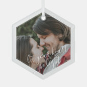 Aangepaste foto-hexagon Glass kerstboomversiering Glas Ornament (Voorkant)
