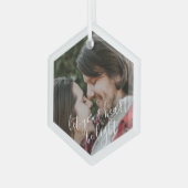 Aangepaste foto-hexagon Glass kerstboomversiering Glas Ornament (Voorkant links)