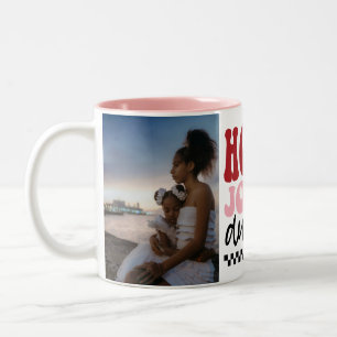 Aangepaste Foto Holly Jolly Tante Retro Kerstmis Tweekleurige Koffiemok