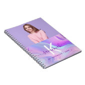 Aangepaste foto holografisch roze paarse monogram notitieboek (Rechterzijde)