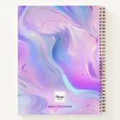 Aangepaste foto holografisch roze paarse monogram notitieboek (Achterkant)