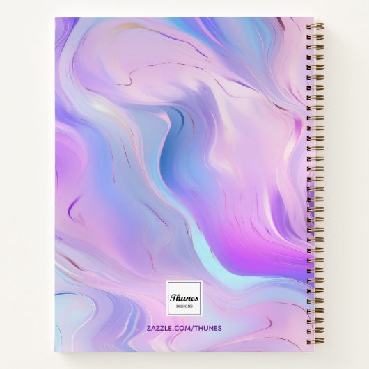 Aangepaste foto holografisch roze paarse monogram notitieboek (Achterkant)