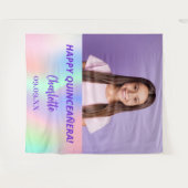 Aangepaste foto holografische Quinceanera feest we Wandkleed (Voorkant (horizontaal))