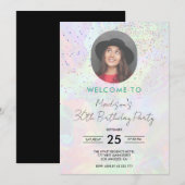 Aangepaste foto Hologram Verjaardag uitnodiging (Voorkant / Achterkant)