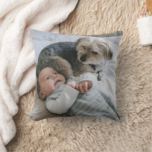 Aangepaste Foto Hond Baby Keepsake Dubbelzijdig Kussen