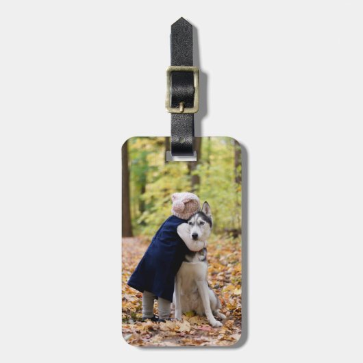 Aangepaste foto hond bagagelabel (Voorkant verticaal)