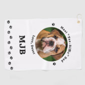 Aangepaste foto Hond Beste Papa Ever Golfer Zwart Golfhanddoek (Horizontaal)