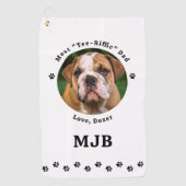 Aangepaste foto Hond Beste Papa Ever Golfer Zwart Golfhanddoek (Voorkant)