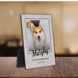Aangepaste foto hond gedenkwaardig grijs geruit fotoplaat