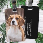 Aangepaste Foto Hond Huisdier Gepersonaliseerd Bagagelabel<br><div class="desc">Ga op reis met een vleugje persoonlijkheid en een vleugje eigenzinnigheid met ons Modern Photo-Bagagelabel dat speciaal is ontworpen voor hondenliefhebbers. Of u nu op zakenreis gaat of op vakantie gaat, dit bagagelabel zorgt ervoor dat uw bezittingen zowel identificeerbaar als schattig zijn. Functies fotosleuf: toon uw favoriete foto van uw...</div>