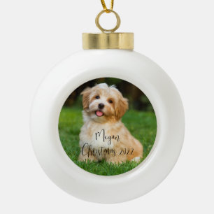 Aangepaste foto hond keramische kerstbal bal ornament
