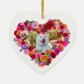Aangepaste Foto Hond Mama Moederdag Rozen Hart Keramisch Ornament (Voorkant)